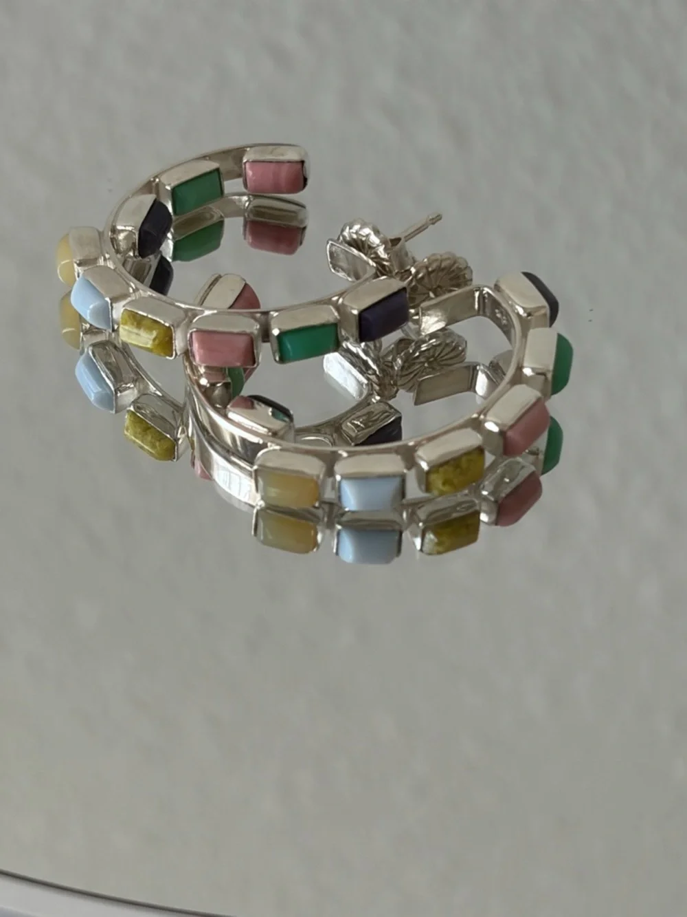 Jay King Sterling Silver Multicolor Opal Hoop Earrings NWT